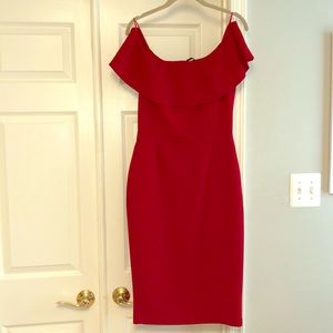 Zara Red Off the Shoulder Dress